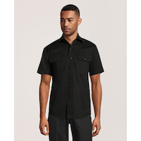 Chemise de travail Dakota Workpro Series en poly-coton extensible à manches courtes et à fermeture à boutons pression sur le devant, pour hommes Front_Flat