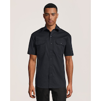 Chemise de travail Dakota Workpro Series en poly-coton extensible à manches courtes et à fermeture à boutons pression sur le devant, pour hommes Front_Flat