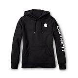 Chandail à capuche graphique à coupe décontractée avec logo sur la manche pour femmes, Carhartt Front_Flat