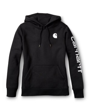 Chandail à capuche graphique à coupe décontractée avec logo sur la manche pour femmes~ Carhartt