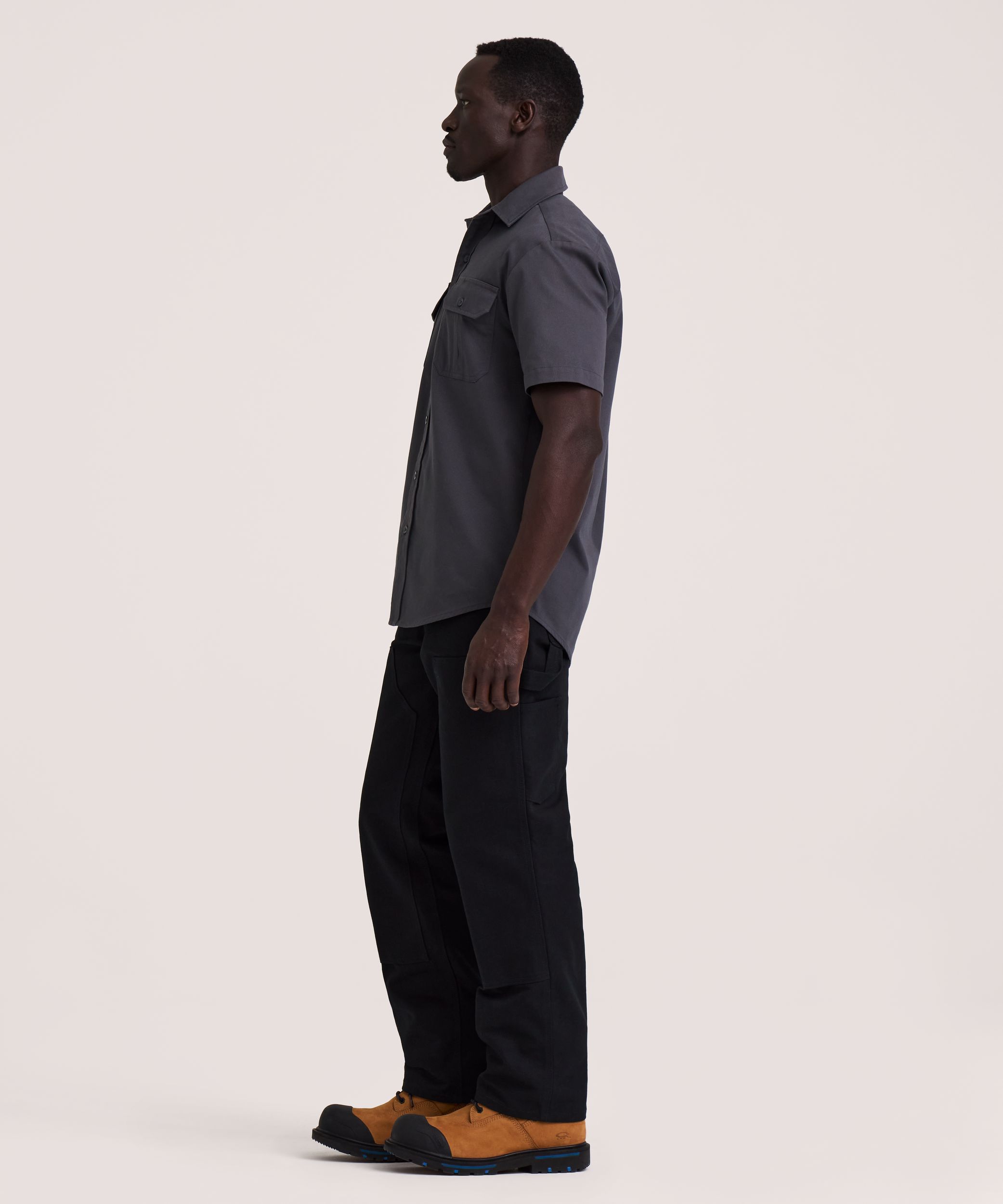 Chemise de travail à manches courtes en poly-coton extensible et à devant boutonné pour hommes, Dakota Workpro Series