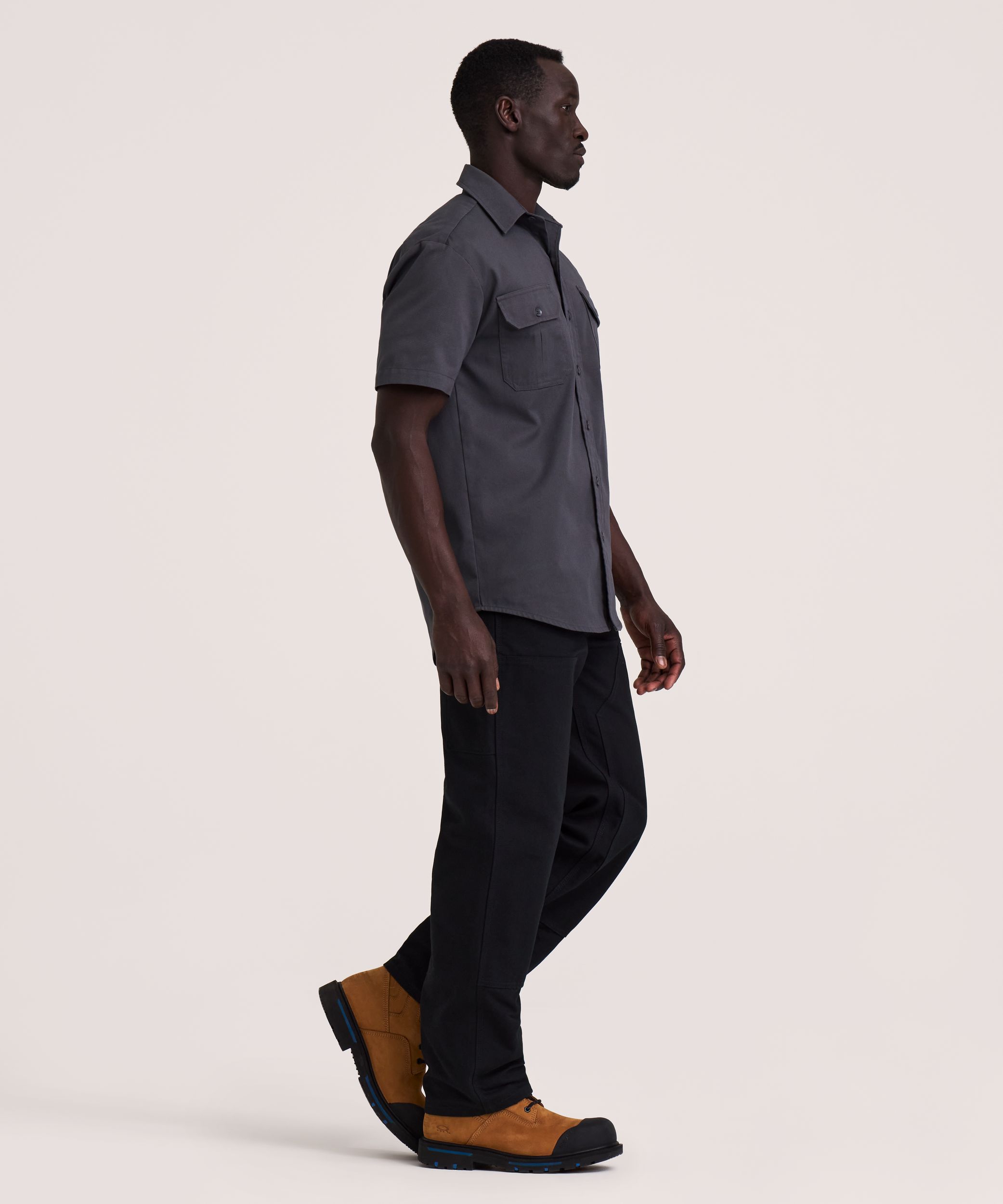 Chemise de travail à manches courtes en poly-coton extensible et à devant boutonné pour hommes, Dakota Workpro Series