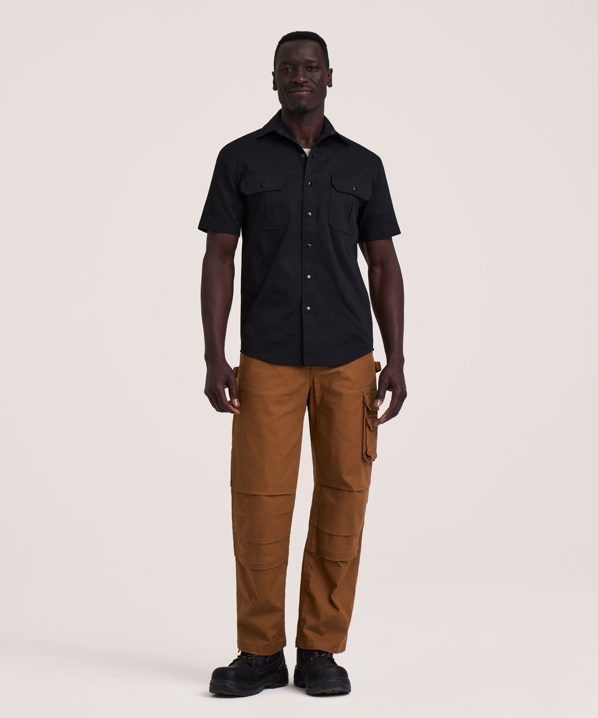 Chemise de travail Dakota Workpro Series en poly-coton extensible à manches courtes et à fermeture à boutons pression sur le devant, pour hommes