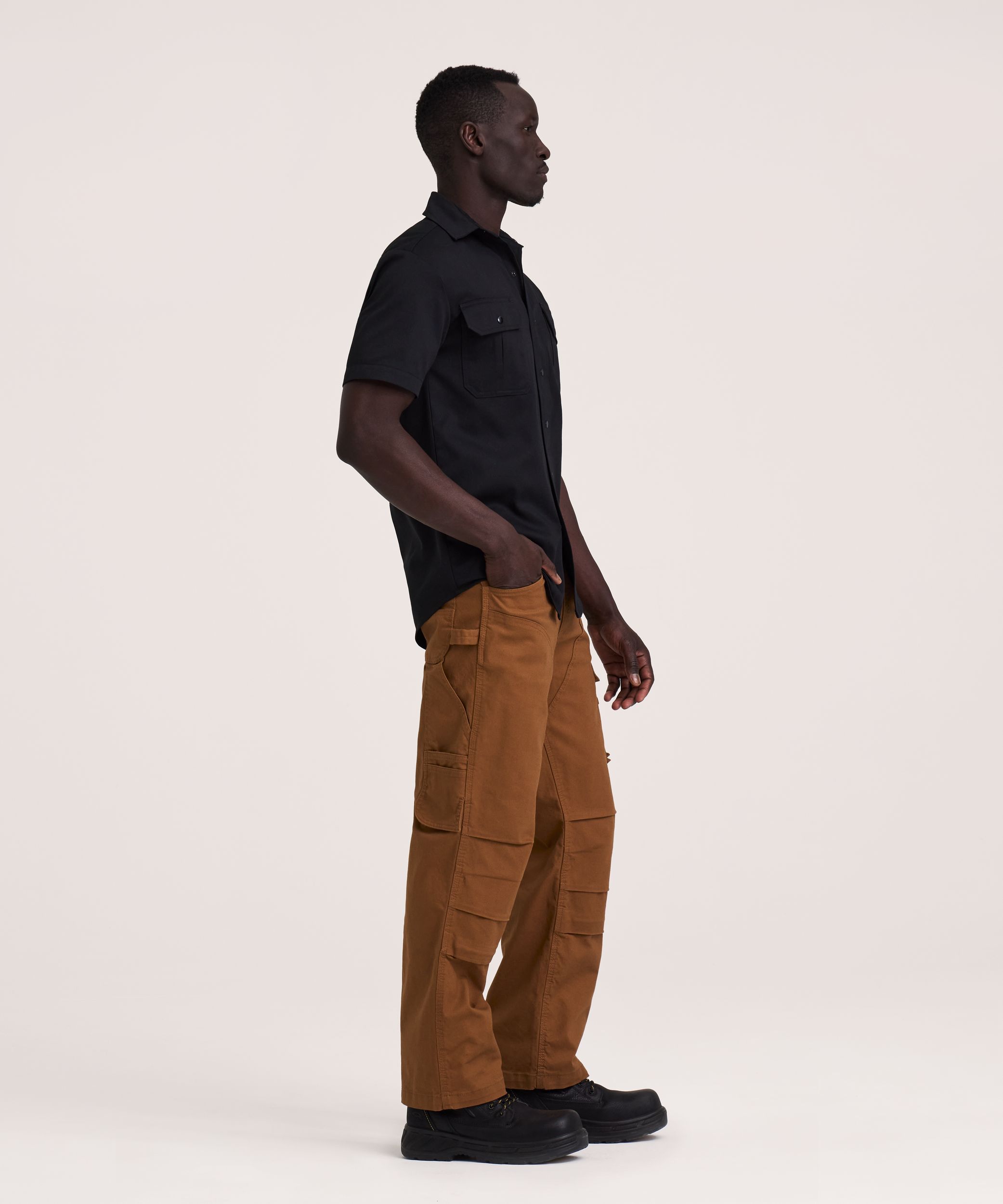 Chemise de travail Dakota Workpro Series en poly-coton extensible à manches courtes et à fermeture à boutons pression sur le devant, pour hommes