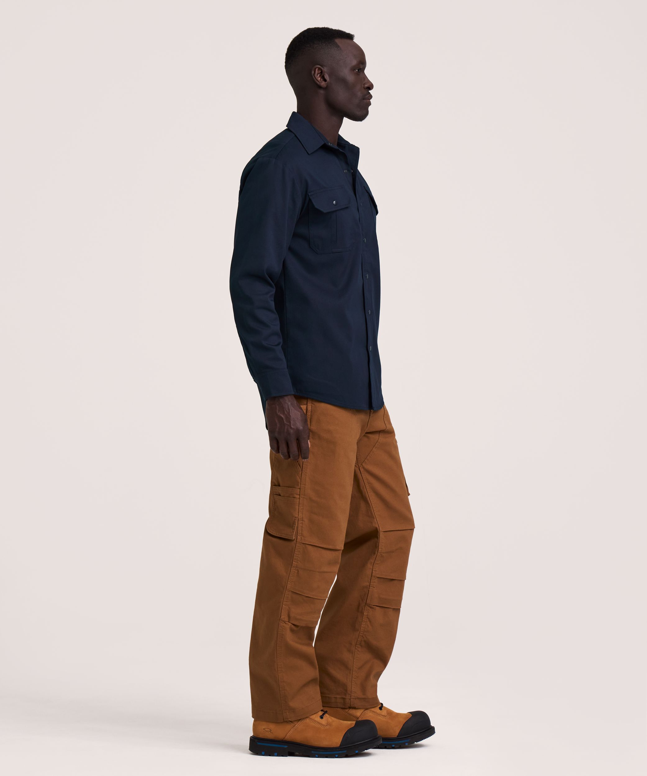 Chemise de travail en poly-coton extensible à manches longues et à devant à boutons pression pour hommes, Dakota Workpro Series