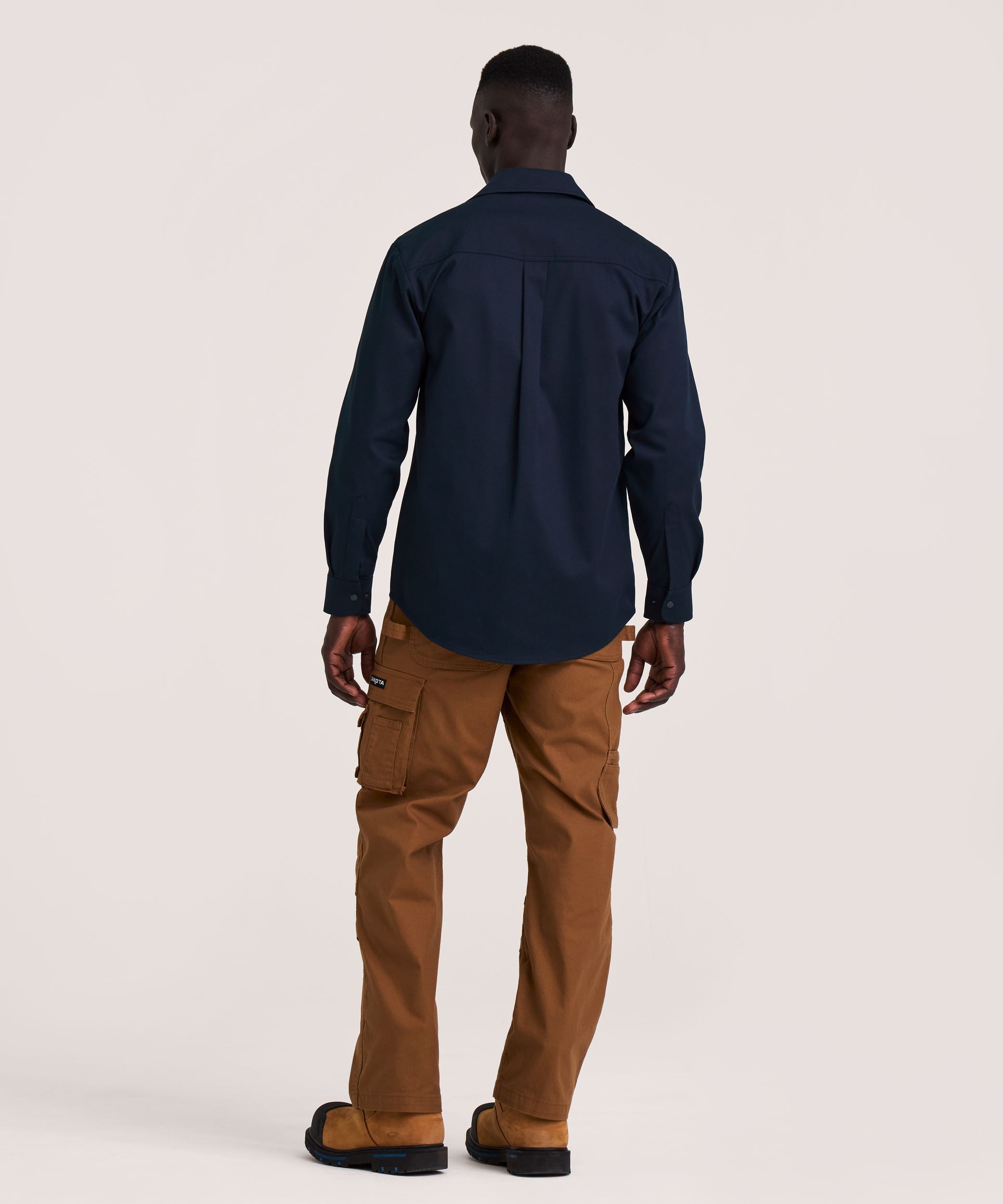 Chemise de travail en poly-coton extensible à manches longues et à devant à boutons pression pour hommes, Dakota Workpro Series