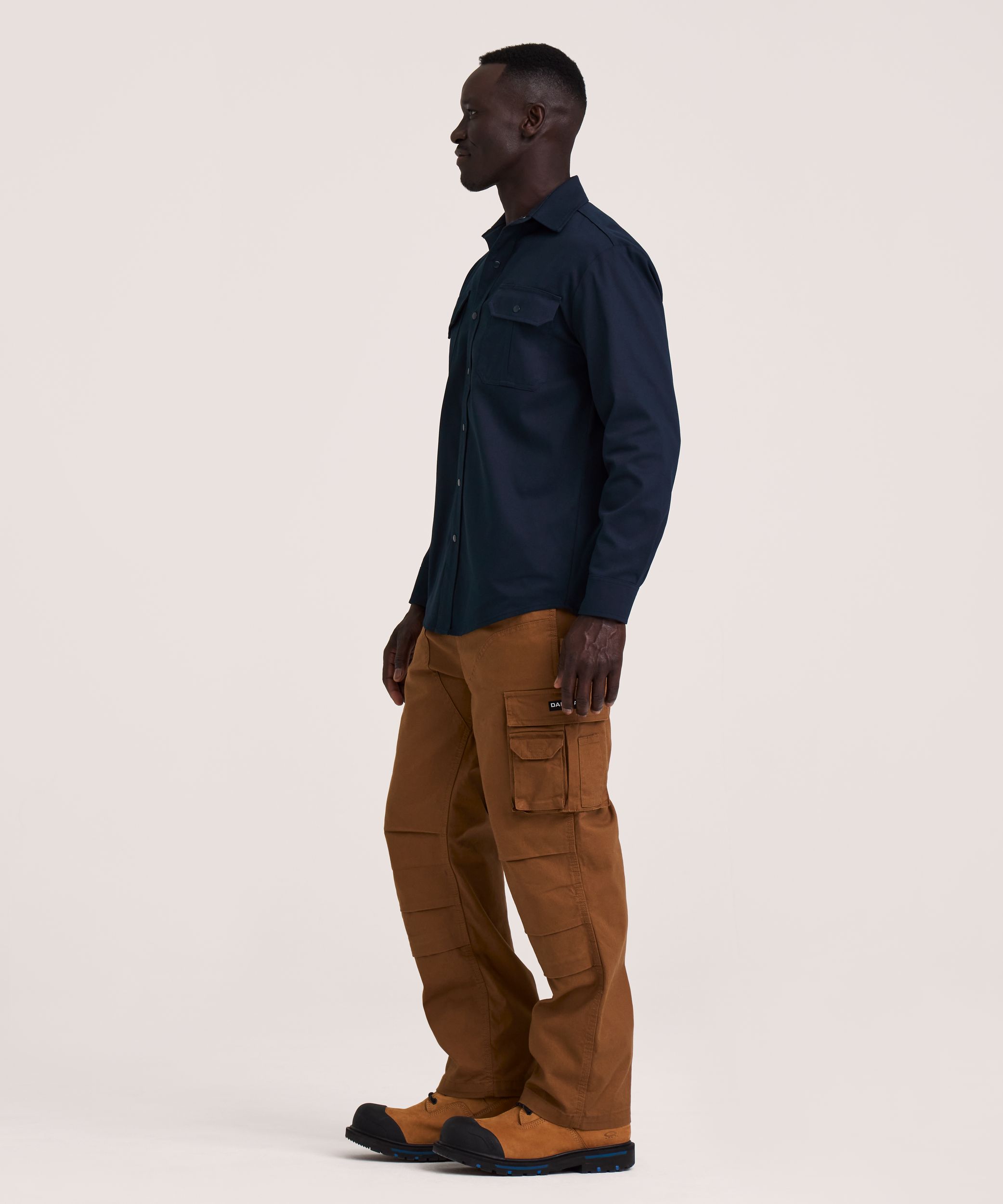 Chemise de travail en poly-coton extensible à manches longues et à devant à boutons pression pour hommes, Dakota Workpro Series
