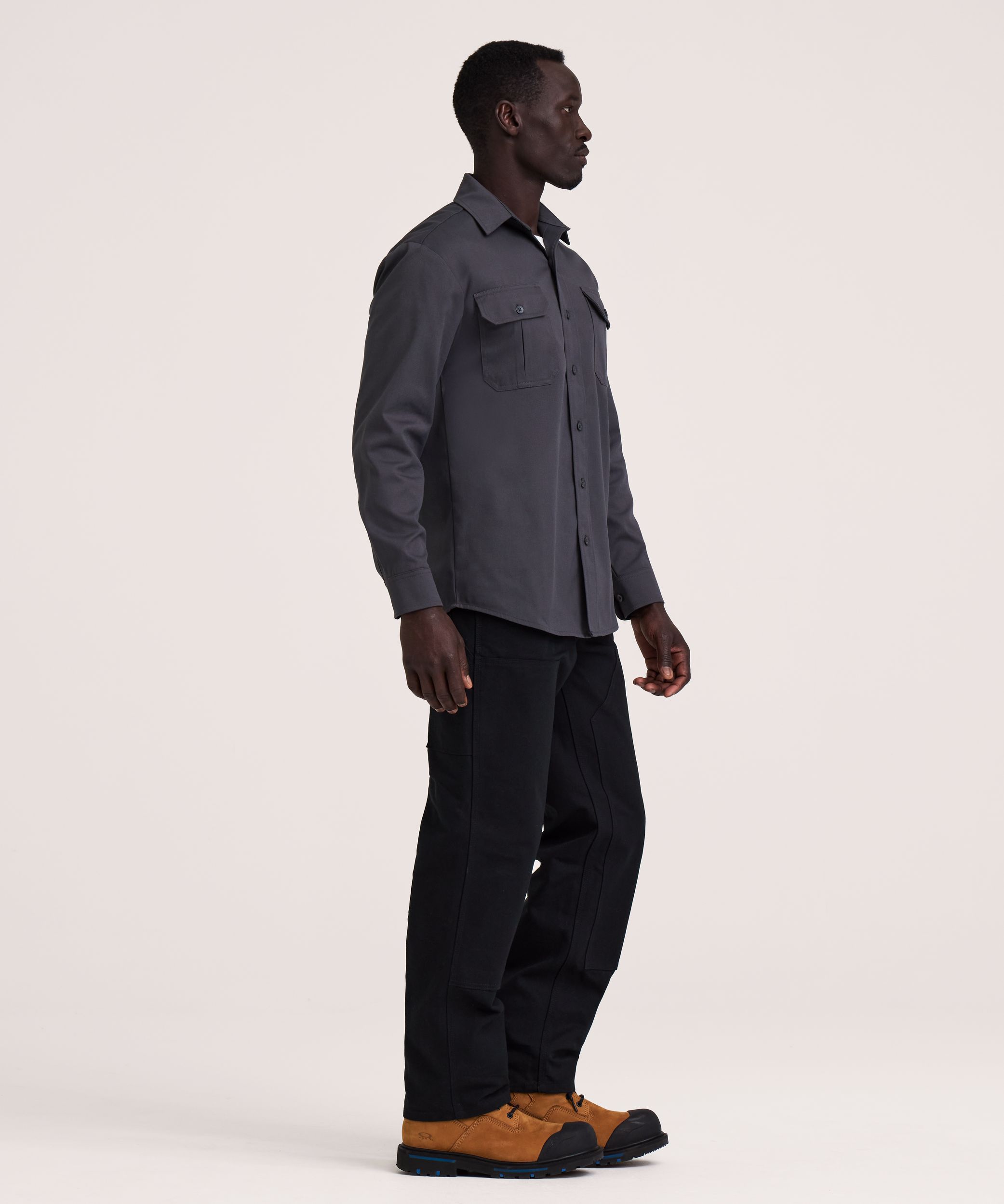 Chemise de travail Dakota Workpro Series à manches longues en poly-coton extensible et à devant boutonné, pour hommes