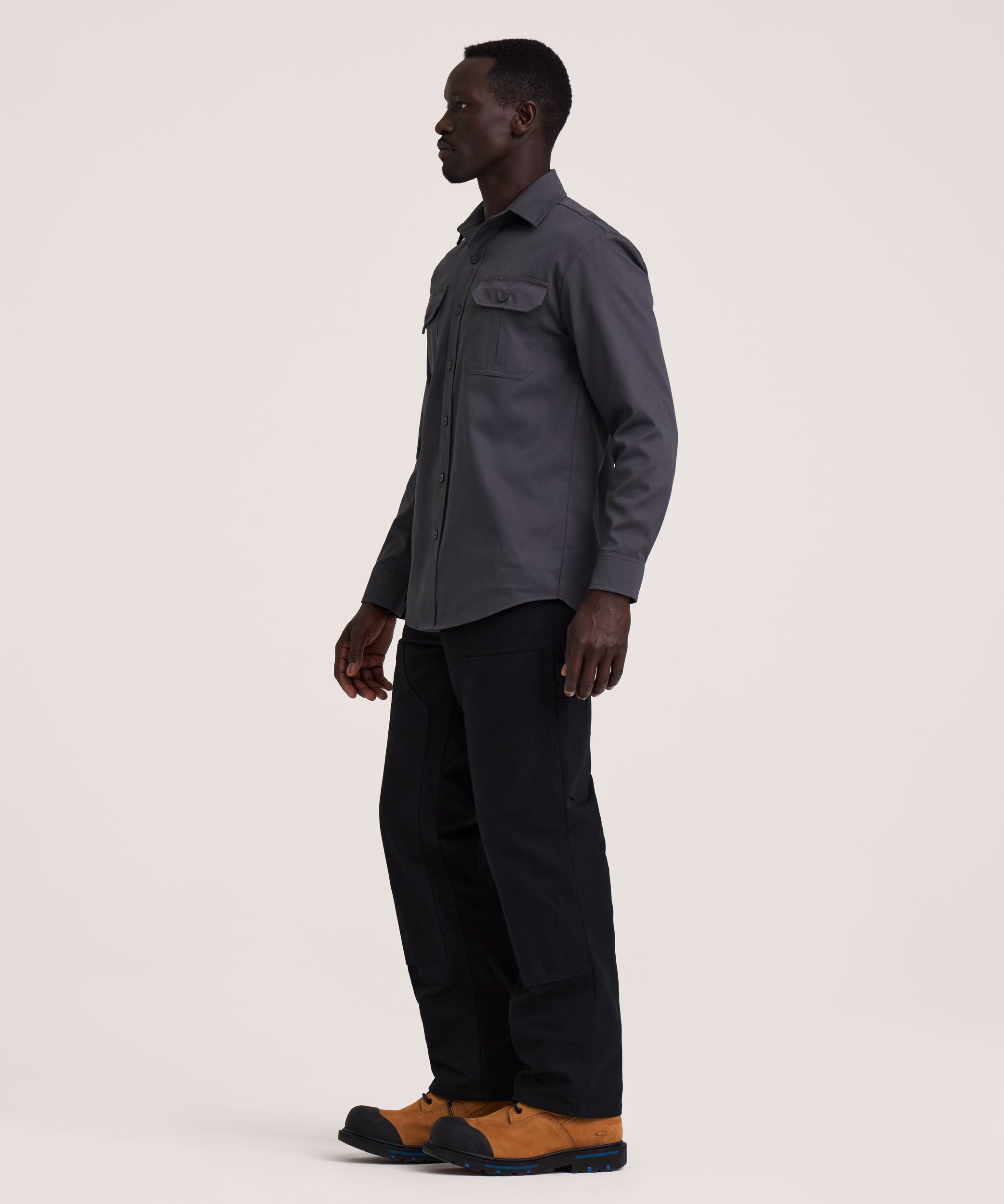 Chemise de travail Dakota Workpro Series à manches longues en poly-coton extensible et à devant boutonné, pour hommes