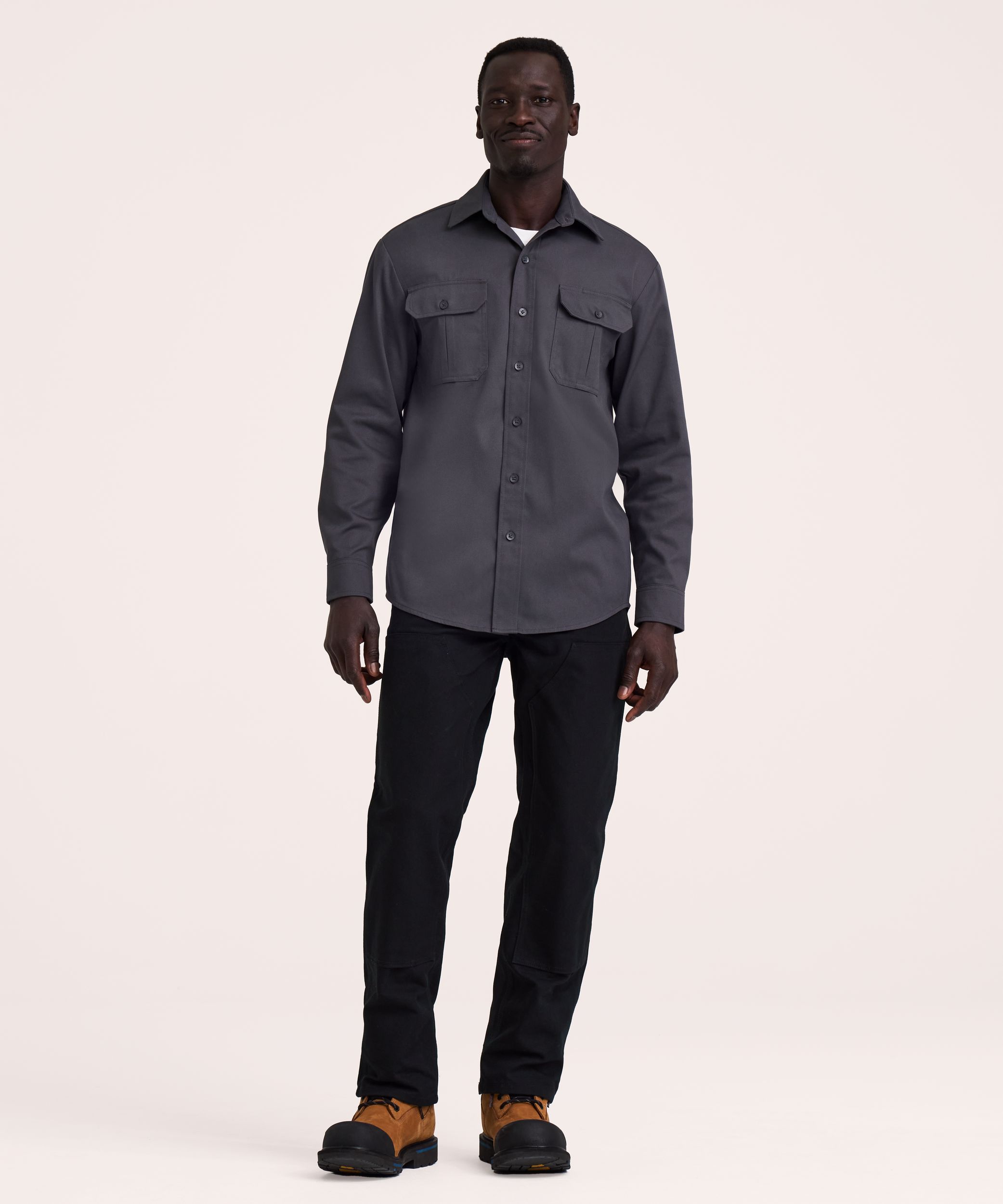 Chemise de travail Dakota Workpro Series à manches longues en poly-coton extensible et à devant boutonné, pour hommes