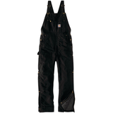Carhartt Men's Loose Fit Firm Cotton Duck Insulated Bib Overalls - Black Front_Flat