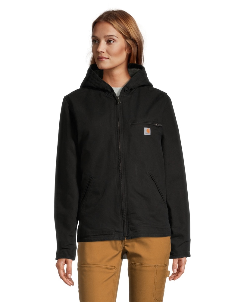 Carhartt Women's Black Washed Cotton Duck Sherpa Lined Jacket | Marks