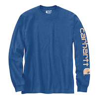 T-shirt graphique à manches longues à coupe ample avec logo sur la manche pour hommes, Carhartt Front_Flat