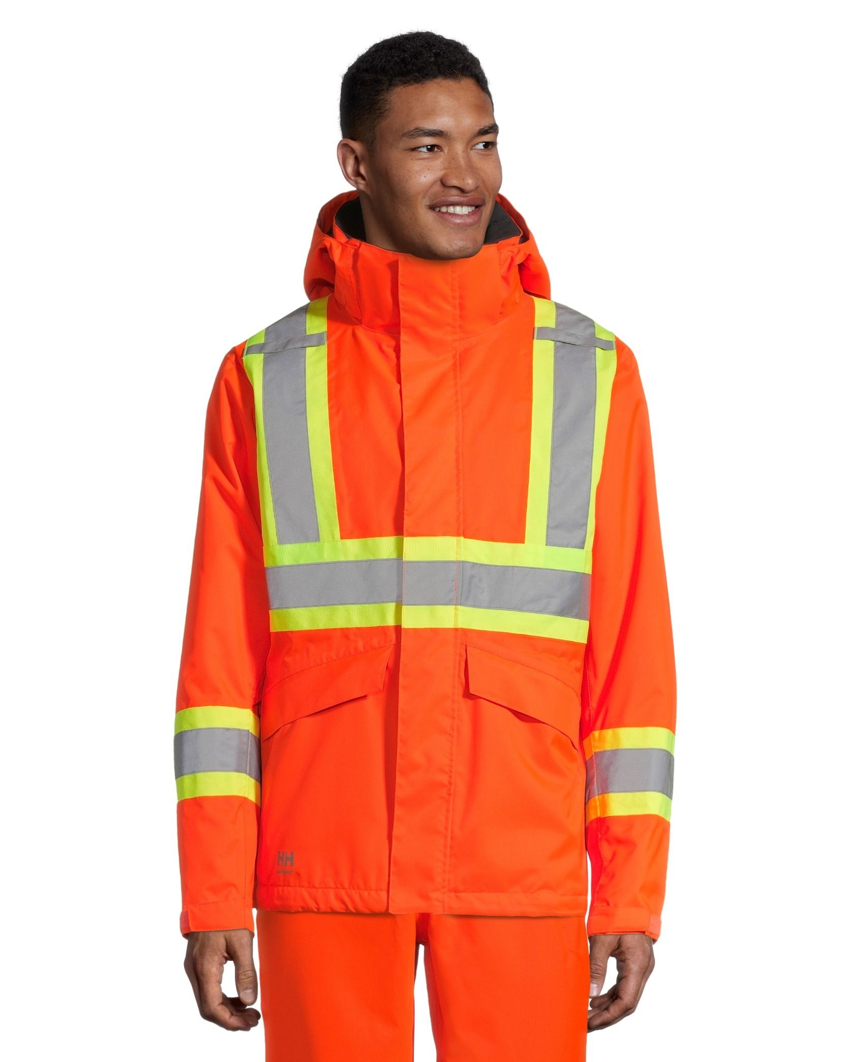 Men Visibility Safety Workwear Hooded Jacket Pants Set