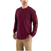 Carhartt Men's Loose Fit Sleeve Logo Long Sleeve Graphic T Shirt