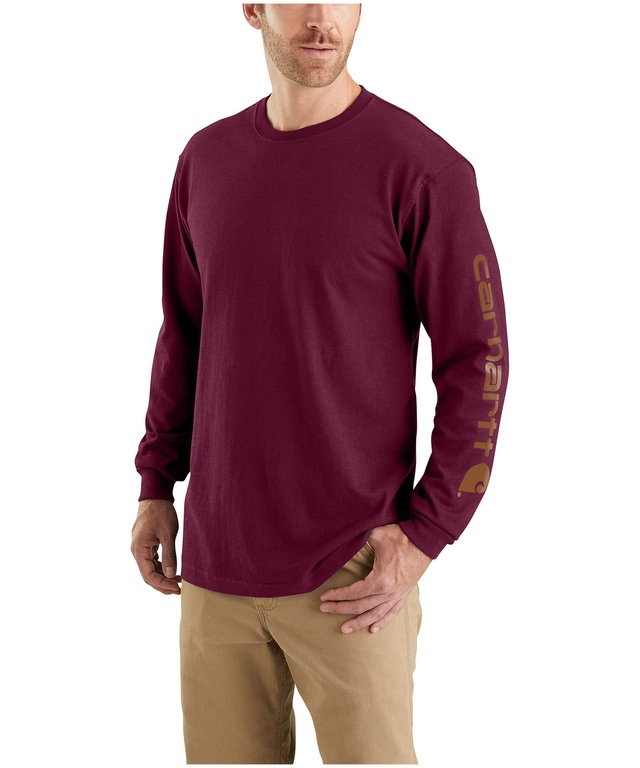 Carhartt Men's Loose Fit Sleeve Logo Long Sleeve Graphic T Shirt