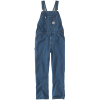 Salopette en denim à coupe ample avec plastron pour hommes Front_Flat