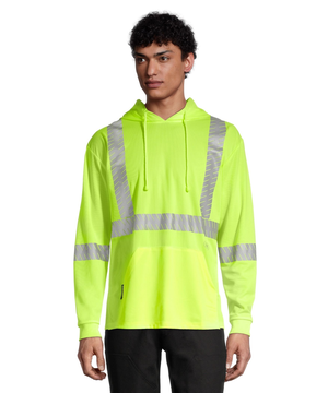Chemise de sécurité jaune haute visibilité à capuche et en tissu à œil pour hommes, Pioneer