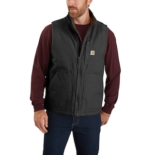 Carhartt Men's Gravel Washed Duck Sherpa-Lined Mockneck Vest