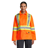 Veste de contrôle de la circulation haute visibilité et étanche à l'eau pour femmes, Pioneer, orange Front_Flat