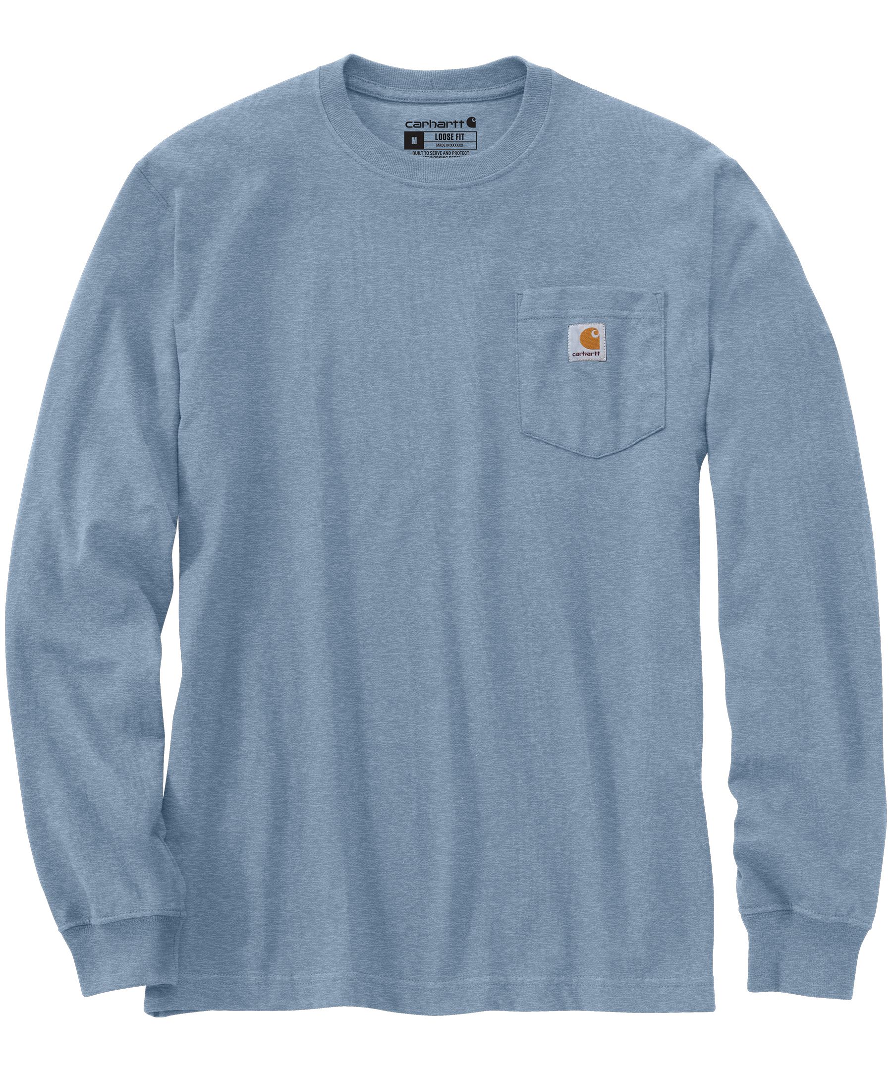 T-shirt graphique épais de coupe ample à manches longues et à logo sur la poche pour hommes