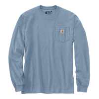 T-shirt graphique épais de coupe ample à manches longues et à logo sur la poche pour hommes Front_Flat