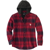 Carhartt Chemise-veste à capuche et à manches longues en flanelle et en molleton pour hommes, Oxblood Front_Flat