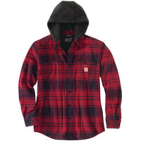 Carhartt Chemise-veste à capuche et à manches longues en flanelle et en molleton pour hommes, Oxblood Front_Flat