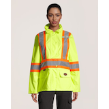 Manteau imperméable haute visibilité de contrôle de la circulation pour femmes, Pioneer, jaune Front_Flat