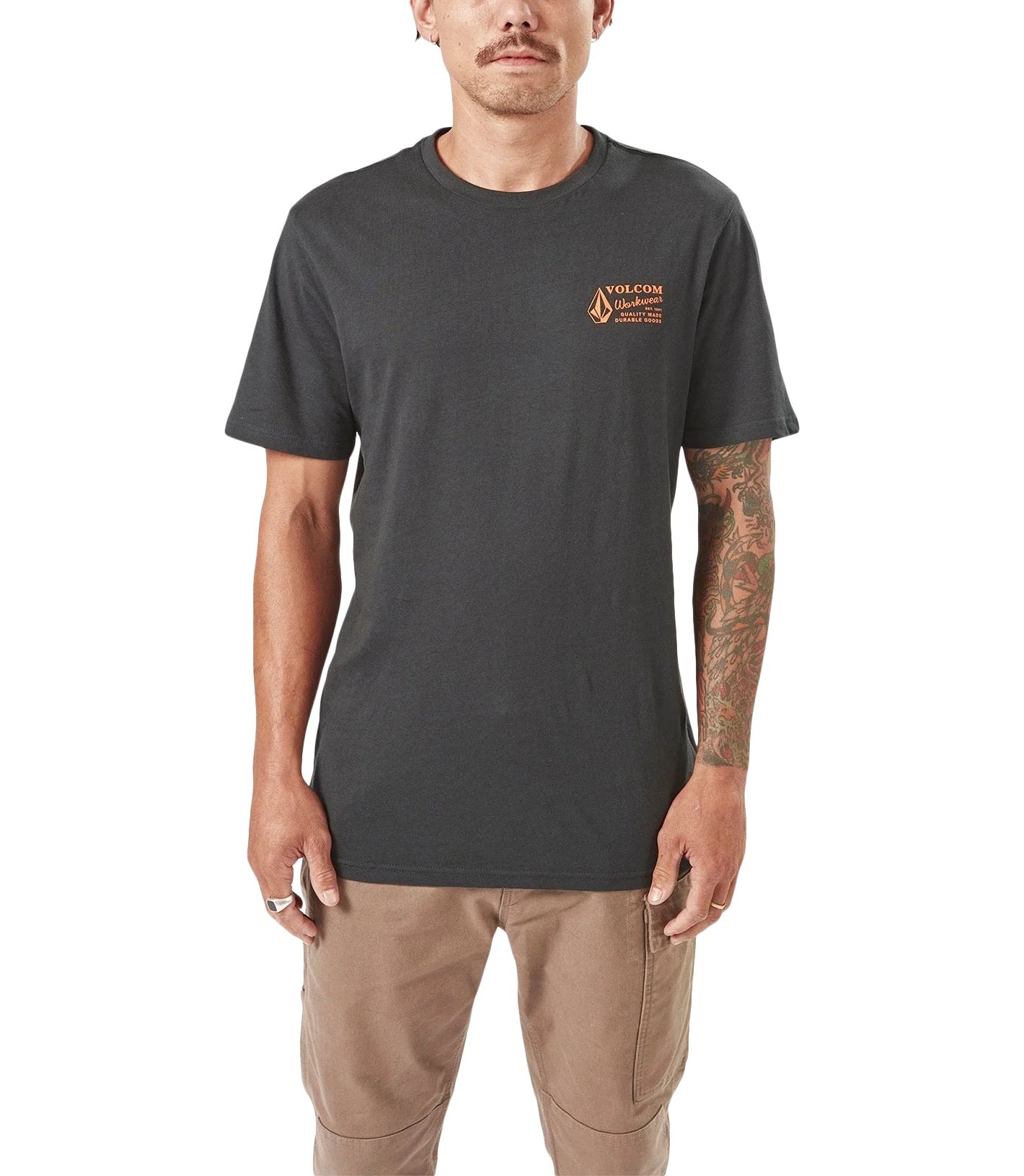 Volcom Workwear Men's Modern Fit Crewneck Cotton Work T-Shirt