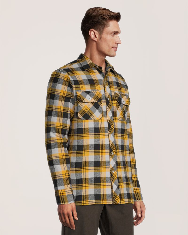 Chemise de travail en flanelle de coton matelassée avec devant à fermeture à boutons pression pour hommes, Aggressor