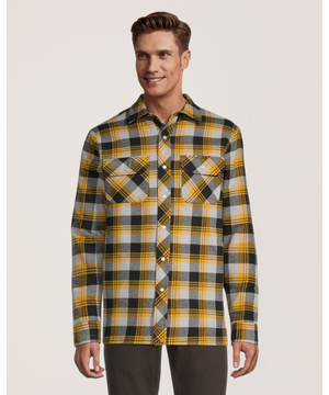 Chemise de travail en flanelle de coton matelassée avec devant à fermeture à boutons pression pour hommes, Aggressor