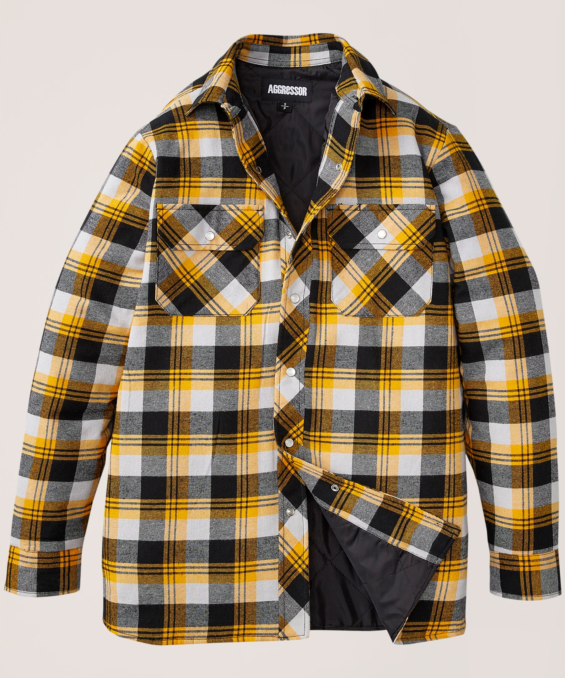 Chemise de travail en flanelle de coton matelassée avec devant à fermeture à boutons pression pour hommes, Aggressor