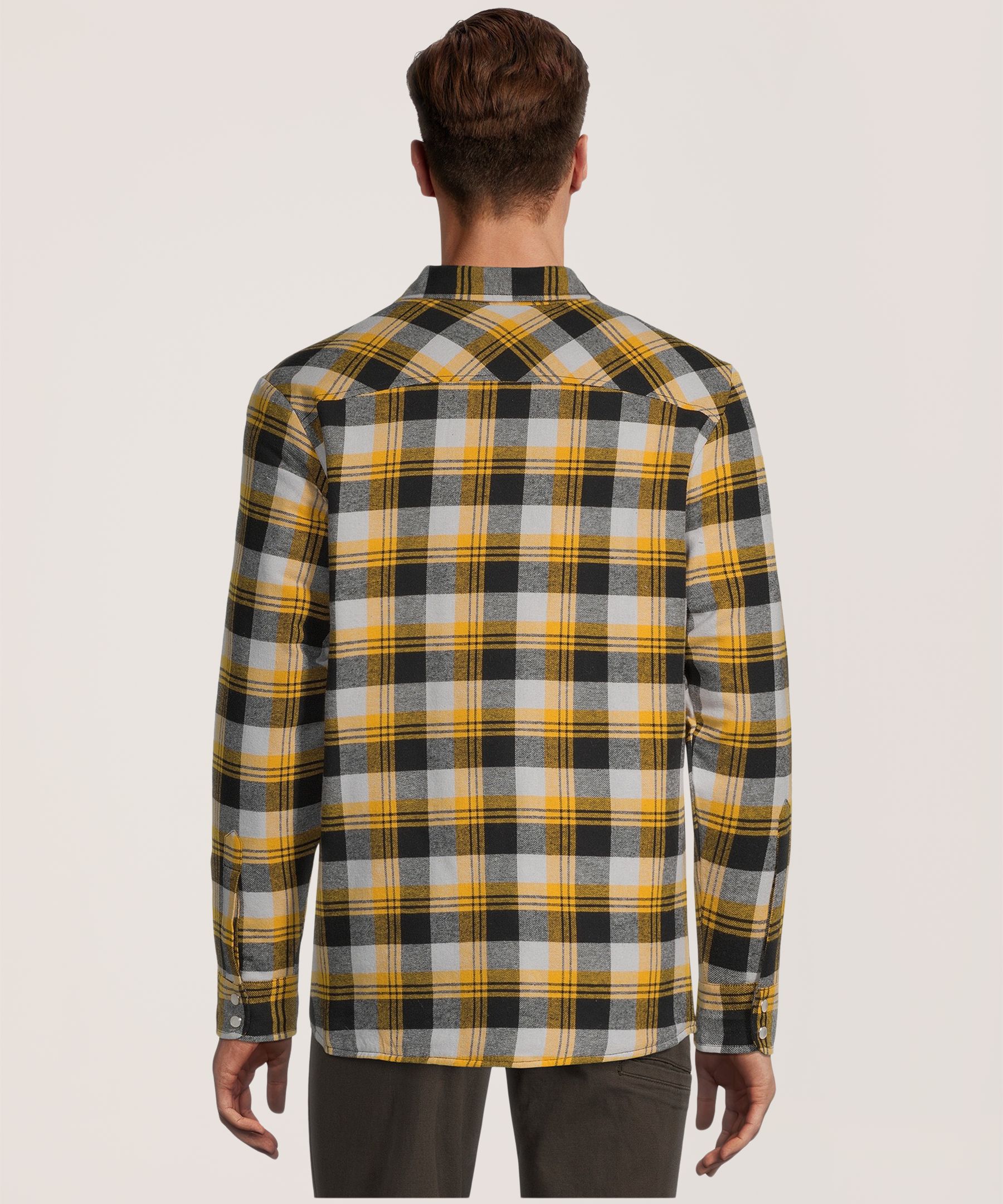 Chemise de travail en flanelle de coton matelassée avec devant à fermeture à boutons pression pour hommes, Aggressor