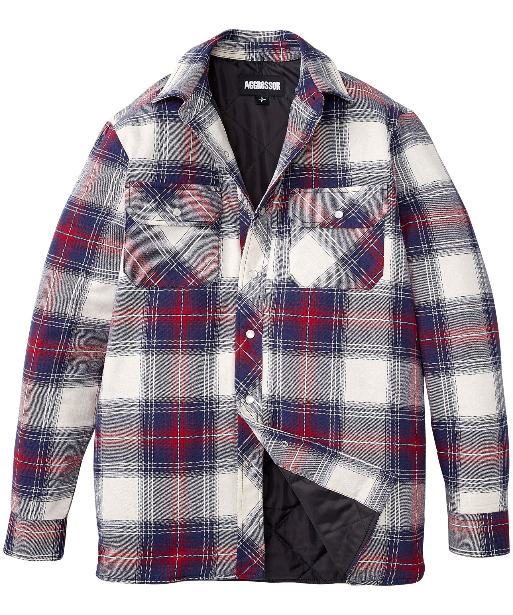 Aggressor Men's Snap-Front Plaid Quilted Flannel Work Shirt