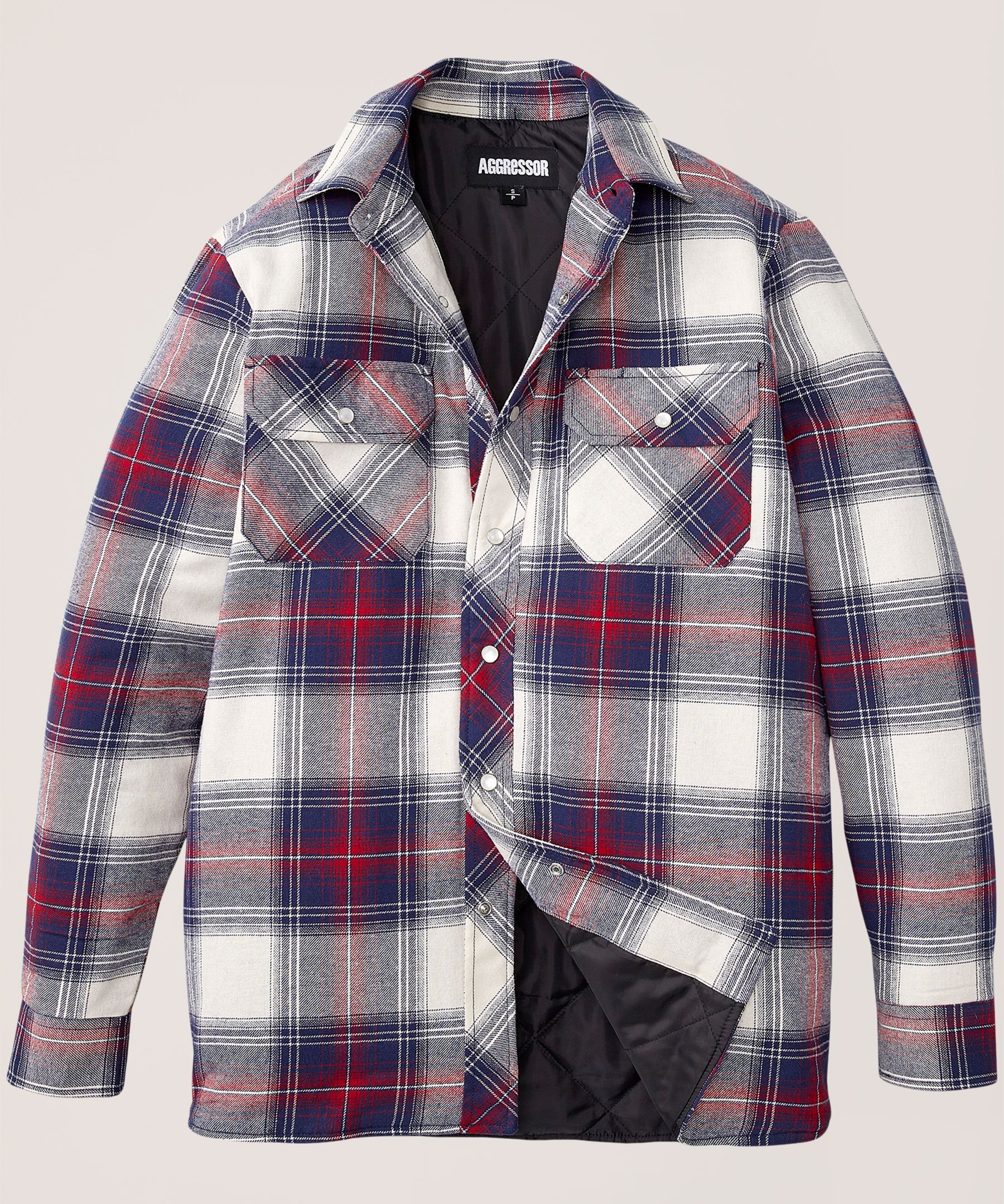 Aggressor Men's Snap-Front Plaid Quilted Flannel Work Shirt