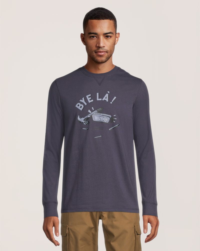 T-shirt de travail en coton ultradoux à col ras du cou et à manches longues pour hommes, Dakota WorkPro Series, Bye Là