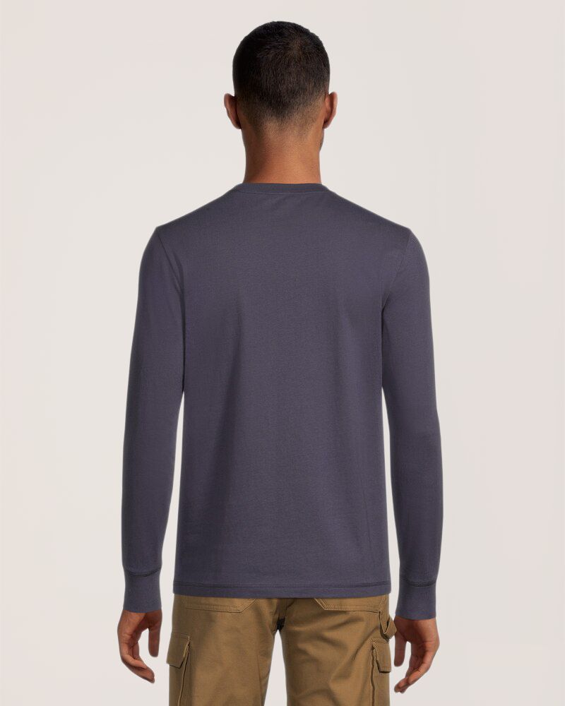 T-shirt de travail en coton ultradoux à col ras du cou et à manches longues pour hommes, Dakota WorkPro Series, Bye Là