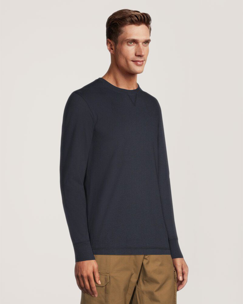 T-shirt de travail en coton à manches longues et à col ras du cou avec logo DWS sur la manche pour hommes, Dakota Workpro Series