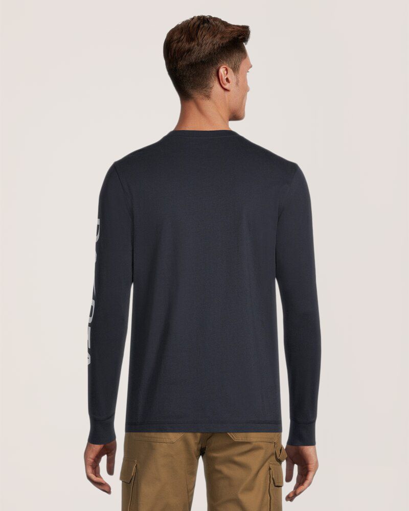 T-shirt de travail en coton à manches longues et à col ras du cou avec logo DWS sur la manche pour hommes, Dakota Workpro Series