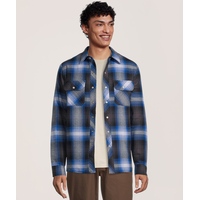 Chemise de travail en flanelle de coton matelassée avec devant à fermeture à boutons pression pour hommes, Aggressor Front_Flat