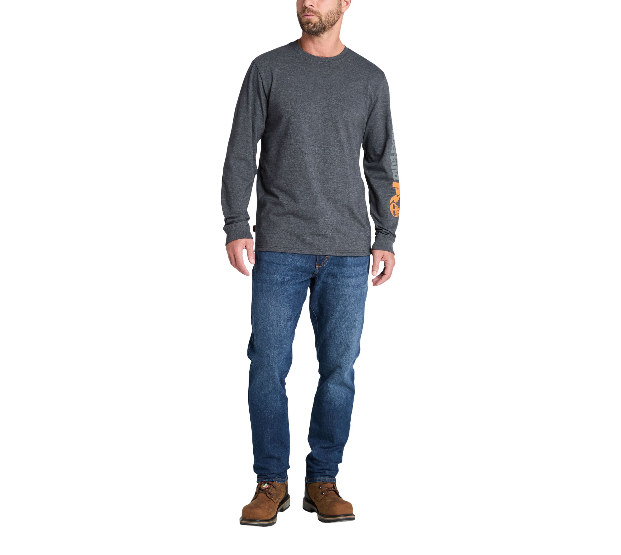T-shirt de travail en coton à manches courtes et col ras du cou avec logo central pour hommes, Timberland PRO