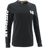 CAT Women's Trademark Banner Long Sleeve Crewneck Cotton Work T Shirt Front_Angled_Right