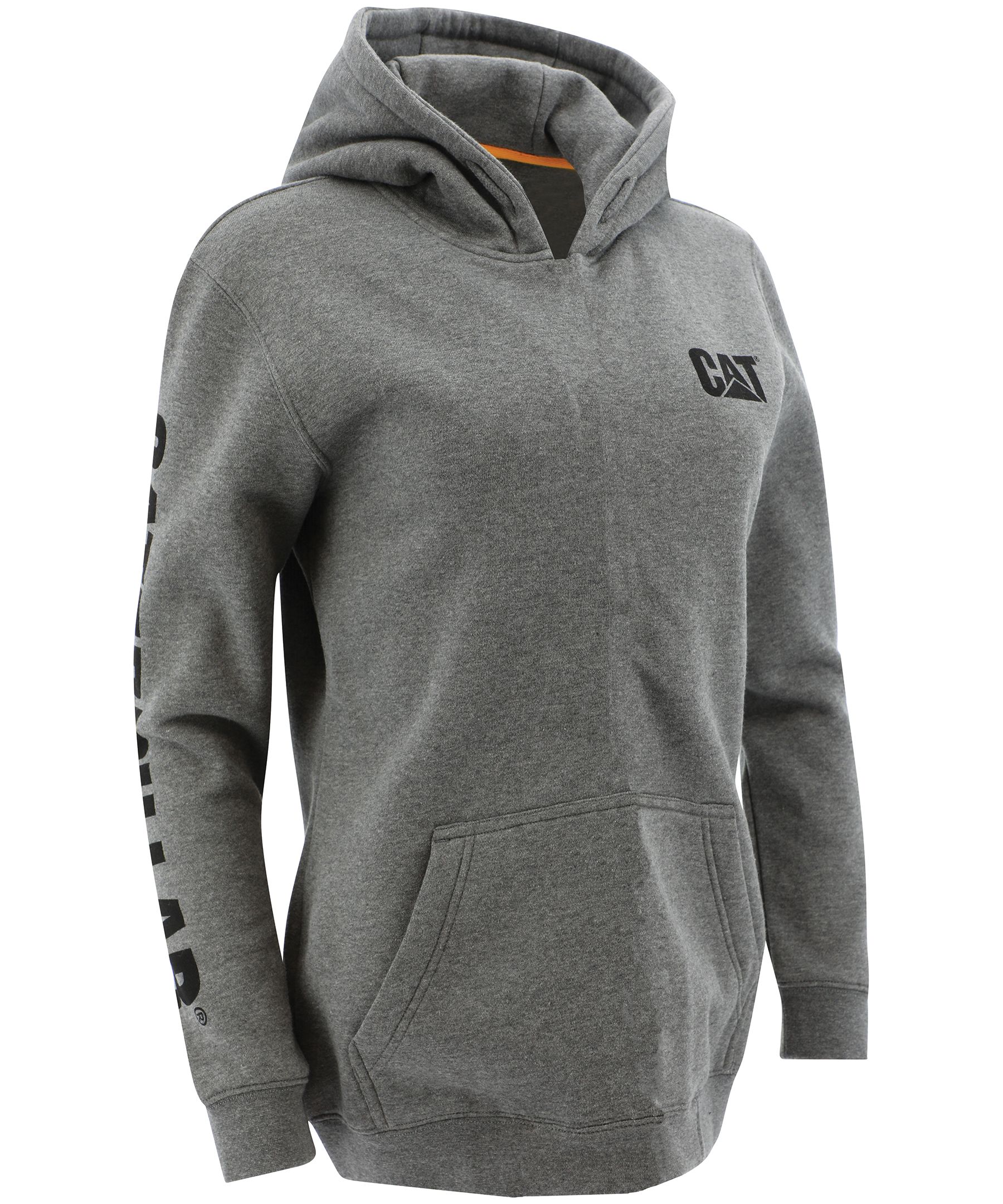 Chandail à capuche à enfiler en molleton avec poche kangourou et à imprimé marque de commerce en gros caractères pour femmes, CAT