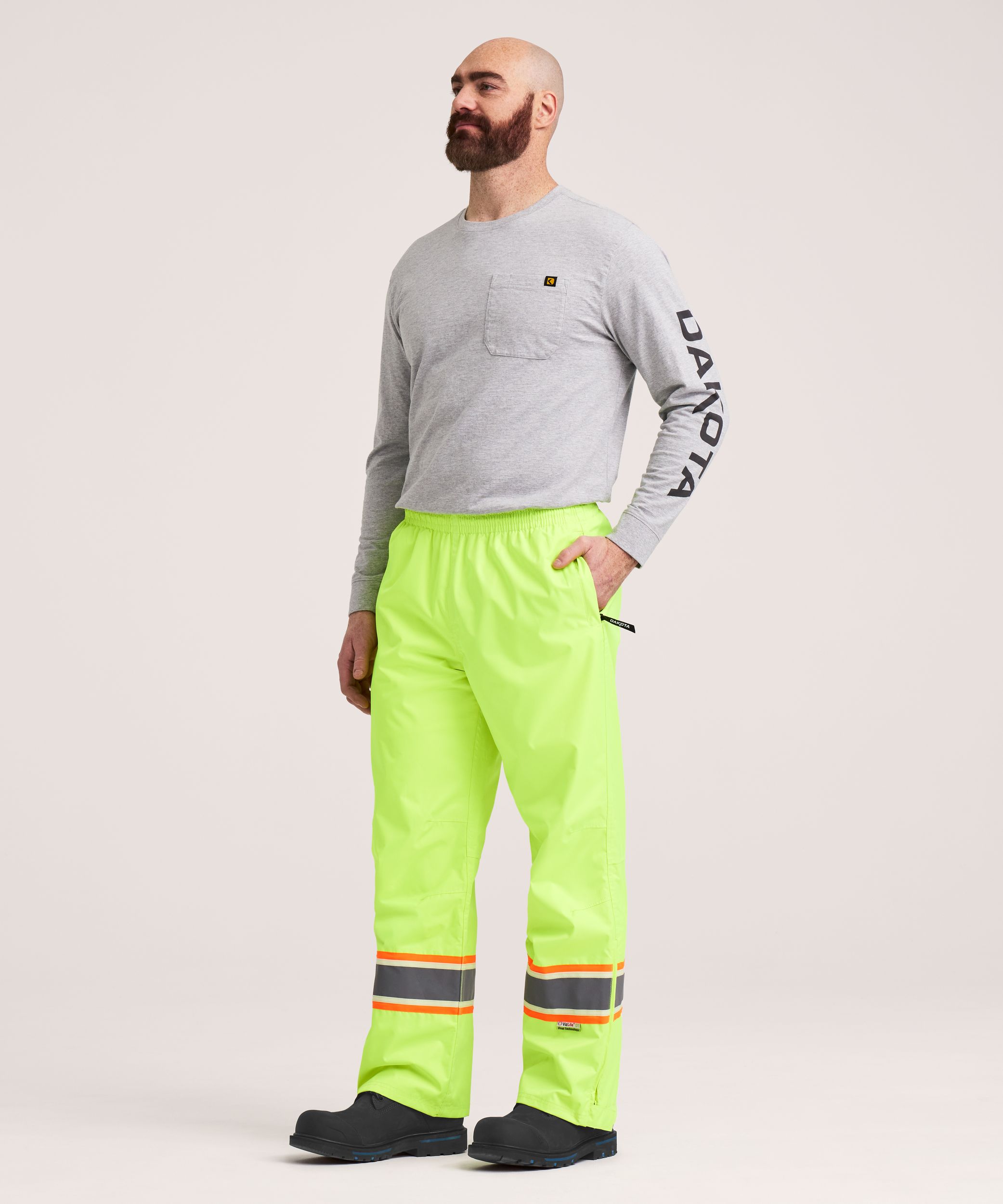 Pantalon doublé à taille élastique en tissu à 150&nbsp;deniers indéchirable avec ruban VizLiteMD de niveau&nbsp;2 pour hommes, Dakota WorkPro Series