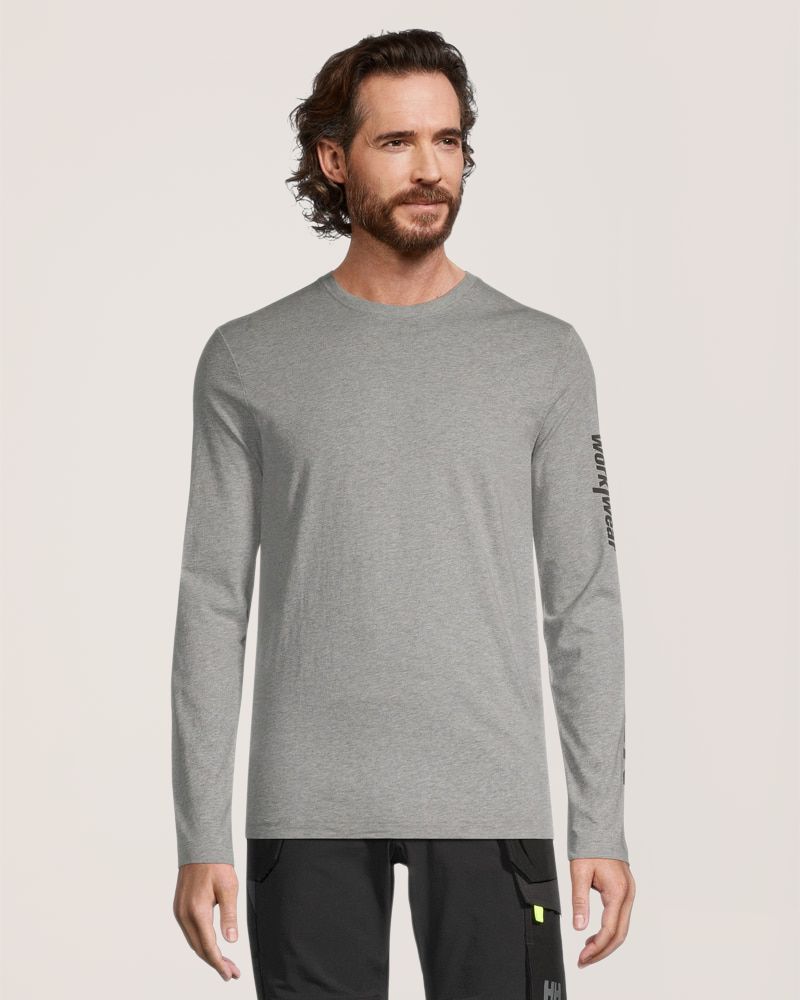 Helly Hansen Workwear Men's Sleeve Logo Cotton Long Sleeve T Shirt
