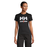 T-shirt à manches courtes en coton avec logo sur la poitrine pour femmes, Helly Hansen Workwear Front_Flat