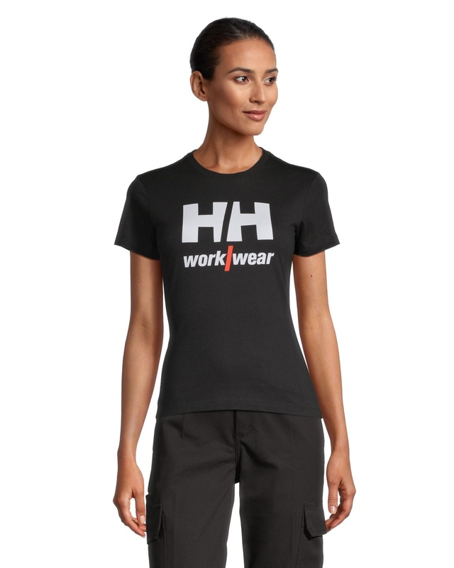 T-shirt à manches courtes en coton avec logo sur la poitrine pour femmes, Helly Hansen Workwear