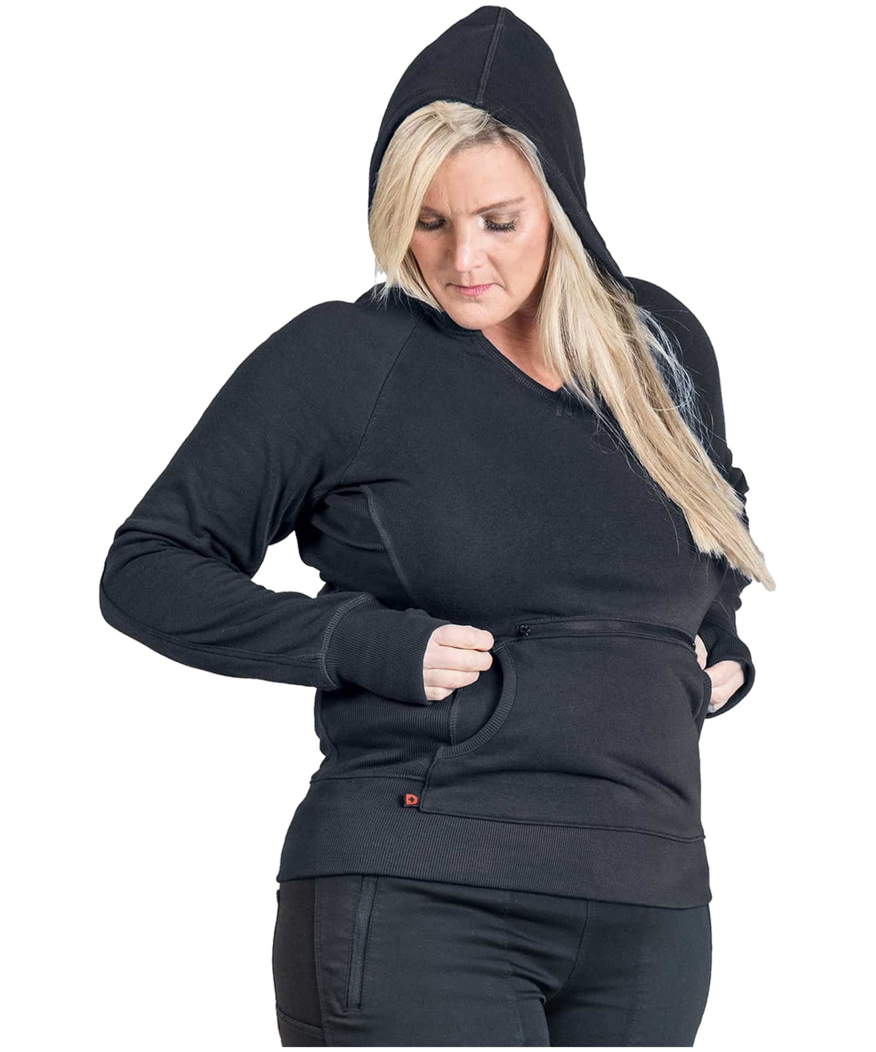 Chandail à capuche en molleton à encolure en V avec poche kangourou pour femmes, Dovetail Workwear, Anna