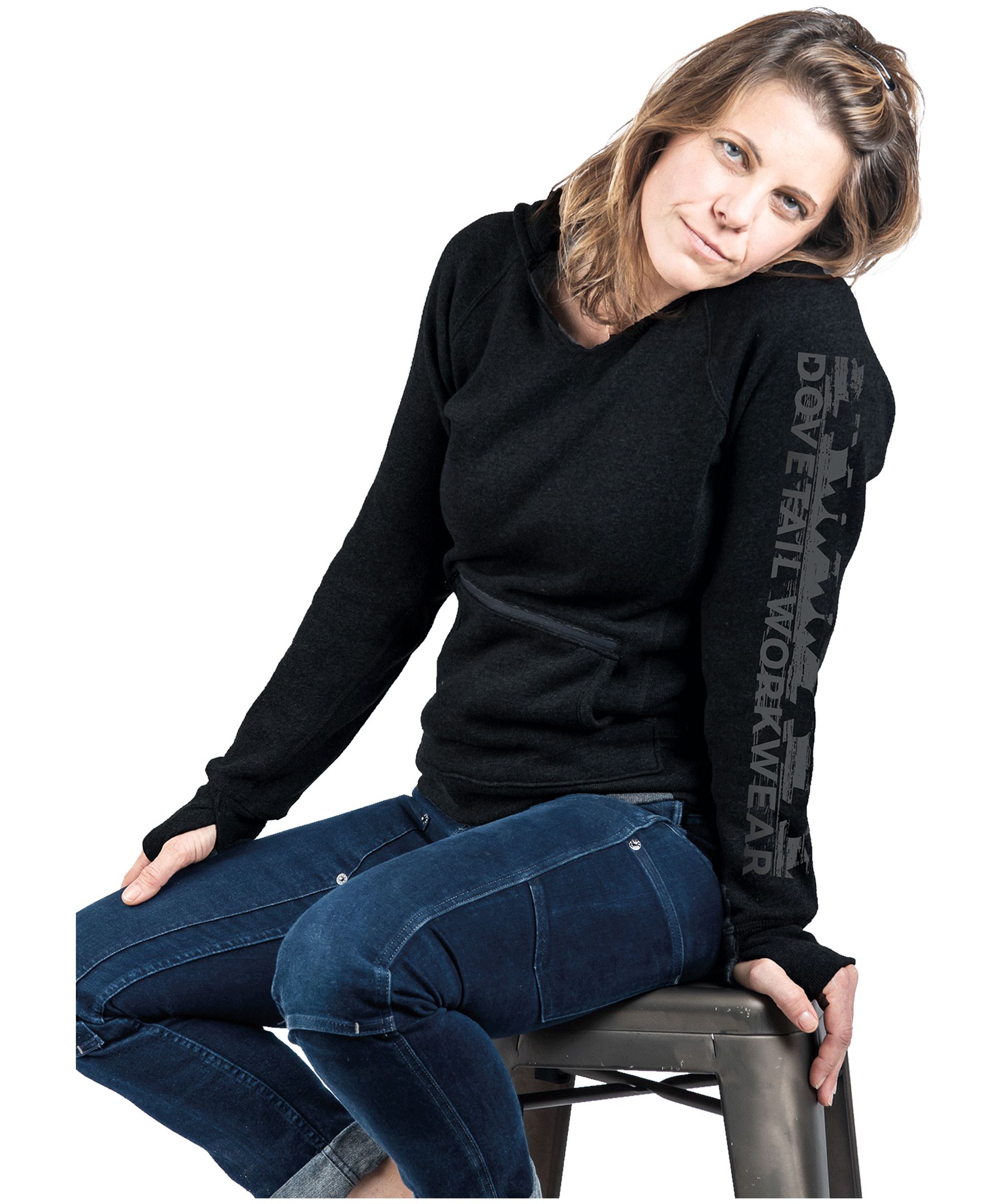 Chandail à capuche en molleton à encolure en V avec poche kangourou pour femmes, Dovetail Workwear, Anna